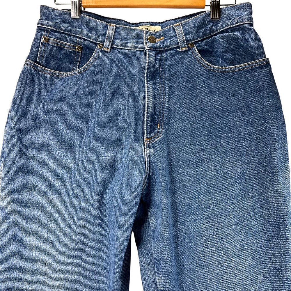 LL Bean Womens Blue Jeans Plaid Lined 14 MT Plaid Lined Original Fit Work Wear - Picture 9 of 14